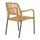 Πολυθρόνα αλουμινίου Norture pakoworld στοιβαζόμενη ανθρακί σκελετός-pe rattan σε φυσική απόχρωση 57x63x82εκ