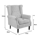 Πολυθρόνα Piore pakoworld μπεζ ύφασμα και πόδι rubberwood σε μαύρη απόχρωση 77x80x106εκ