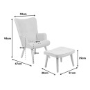 Πολυθρόνα με υποπόδιο Melisia pakoworld γκρι βελούδο και ξύλινο πόδι σε φυσική απόχρωση 59x67x94εκ