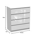 Συρταριέρα Dicama pakoworld mdf σε λευκη glossy απόχρωση 90x47x101εκ