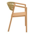 Πολυθρόνα Sillia pakoworld στοιβαζόμενη pp cappuccino απόχρωση με μπεζ rattan 55x52x74.5εκ