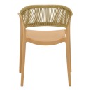 Πολυθρόνα Ankara pakoworld στοιβαζόμενη pp cappuccino απόχρωση με μπεζ rattan 57x48x80εκ