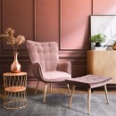 Πολυθρόνα Maddison με υποπόδιο-μαξιλάρι pakoworld βελούδο σάπιο μήλο-φυσικό 68x72x98εκ