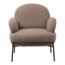 Πολυθρόνα Jaycob pakoworld μπουκλέ καφέ-πόδι μαύρο μέταλλο 74x71x83εκ