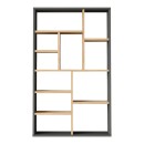 Βιβλιοθήκη Boteca 10θέσεων pakoworld σε oak-ανθρακί απόχρωση 75x22x123.6εκ