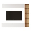 Σύνθετο σαλονιού Compo επιτοίχιο pakoworld σε oak-λευκό απόχρωση 169,10x25,8x143.5εκ