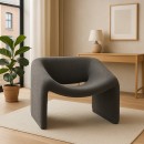 Πολυθρόνα Clous pakoworld μπουκλέ ύφασμα σε ανθρακί απόχρωση 86x77x73.5εκ