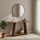 Κονσόλα Edgar pakoworld φυσικό ξύλο πεύκου 30mm καρυδί 139x29x90εκ