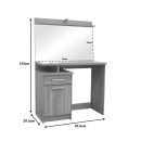 Τουαλέτα κρεβατοκάμαρας Olympus pakoworld με καθρέπτη και σκαμπό σε sonoma απόχρωση 90.5x39.5x75εκ