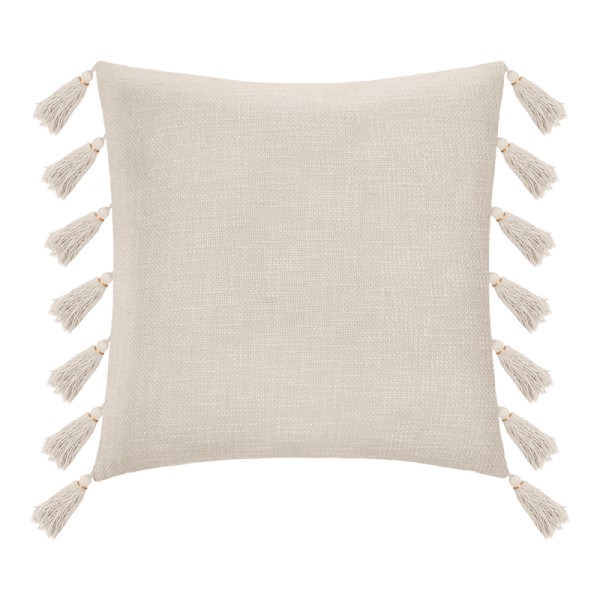 Μαξιλάρι διακοσμητικό Erden pakoworld με κρόσσια ύφασμα σε ιβουάρ απόχρωση 50x50εκ