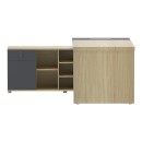 Γραφείο επαγγελματικό Lotus pakoworld αριστερή σε φυσική-ανθρακί απόχρωση 180x180x75εκ