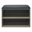 Παπουτσοθήκη-Σκαμπό Kiana pakoworld 4 ζεύγων με μαξιλάρι σε γκρι-oak απόχρωση 60x32x44εκ