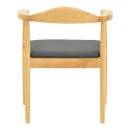 Πολυθρόνα Joube pakoworld rubberwood σε φυσική απόχρωση με μαύρο pu μαξιλάρι 59x48x73εκ | Συσκευασία 2 τμχ