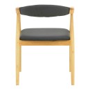 Πολυθρόνα Sandi pakoworld rubberwood σε φυσική απόχρωση με μαύρο pu μαξιλάρι 50x60x80εκ | Συσκευασία 2 τμχ