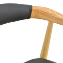 Πολυθρόνα Sandi pakoworld rubberwood σε φυσική απόχρωση με μαύρο pu μαξιλάρι 50x60x80εκ | Συσκευασία 2 τμχ