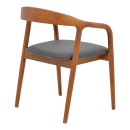 Πολυθρόνα Hogie pakoworld rubberwood καρυδί- μαύρο pu μαξιλάρι 61x60x76εκ | Συσκευασία 2 τμχ