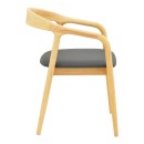 Πολυθρόνα Hogie pakoworld rubberwood σε φυσική απόχρωση με μαύρο pu μαξιλάρι 61x60x76εκ | Συσκευασία 2 τμχ