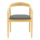 Πολυθρόνα Hogie pakoworld rubberwood σε φυσική απόχρωση με μαύρο pu μαξιλάρι 61x60x76εκ | Συσκευασία 2 τμχ