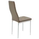 Καρέκλα Cube pakoworld PU μόκα-πόδι χρωμίου | Συσκευασία 4 τμχ