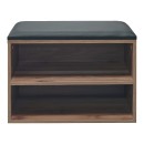 Παπουτσοθήκη-Σκαμπό Kiana pakoworld 4 ζεύγων με μαξιλάρι σε καρυδί απόχρωση 60x32x44εκ