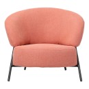 Πολυθρόνα Jennie pakoworld ύφασμα σε κεραμιδι απόχρωση με μαύρα μεταλλικά πόδια 84x84x71,5εκ