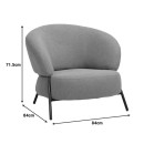 Πολυθρόνα Jennie pakoworld ύφασμα σε κεραμιδι απόχρωση με μαύρα μεταλλικά πόδια 84x84x71,5εκ