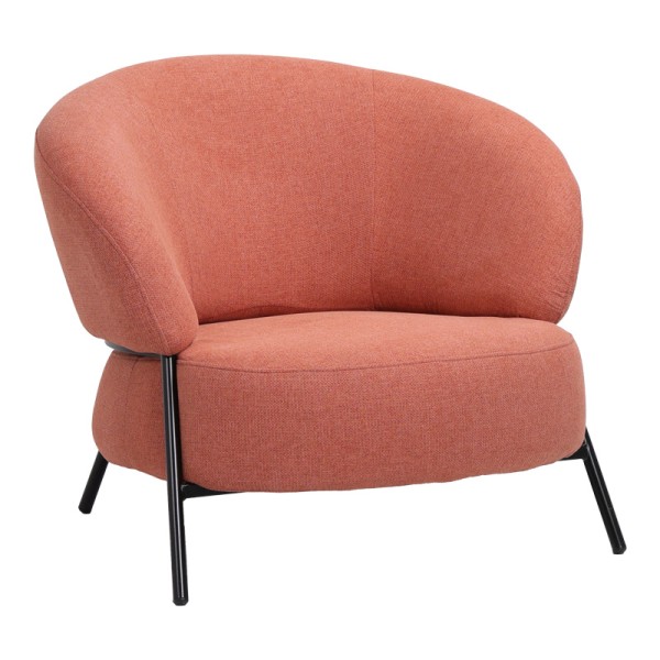 Πολυθρόνα Jennie pakoworld ύφασμα σε κεραμιδι απόχρωση με μαύρα μεταλλικά πόδια 84x84x71,5εκ