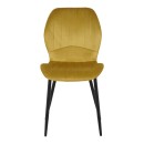 Καρέκλα Jelour pakoworld βελούδο σε κίτρινη απόχρωση 46.5x60x84εκ | Συσκευασία 4 τμχ
