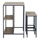 Σετ τραπέζι μπαρ Bailon pakoworld με ράφια σε oak απόχρωση με μαύρο μέταλλο 100x60x95εκ