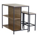 Σετ τραπέζι μπαρ Bailon pakoworld με ράφια σε oak απόχρωση με μαύρο μέταλλο 100x60x95εκ