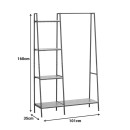 Έπιπλο εισόδου-ραφιέρα Herevy pakoworld σε oak απόχρωση με μαύρο μέταλλο 101x35x160εκ