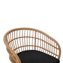 Πολυθρόνα Naoki pakoworld με μαξιλάρι pe rattan σε φυσική απόχρωση και μαύρα μεταλλικά πόδια 63x61x79εκ