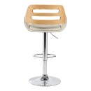 Σκαμπό μπαρ Fern pakoworld πτυσσόμενο-περιστρεφόμενο μπεζ pu- ξύλο γκρι- μέταλλο χρωμίου 50x48.5x89-110.5εκ