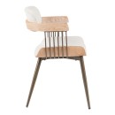 Πολυθρόνα Cameo pakoworld μέταλλο μπρονζέ-white-wash ξύλο-μπέζ ύφασμα 53x49.5x75.5εκ