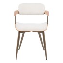 Πολυθρόνα Cameo pakoworld μέταλλο μπρονζέ-white-wash ξύλο-μπέζ ύφασμα 53x49.5x75.5εκ