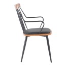Πολυθρόνα Posse pakoworld μέταλλο μαύρο-καρυδί ξύλο-μαύρο pu 52x59x83εκ