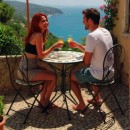 Τραπεζαρία Mosaic pakoworld σετ 3τεμ μέταλλο μαύρο