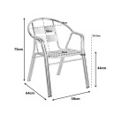Πολυθρόνα Zircu pakoworld στοιβαζόμενη χρωμίου αλουμίνιο 58x64x75εκ