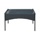 Σαλόνι κήπου Calmness pakoworld σετ 4τμχ rattan μαύρο-ύφασμα γκρι