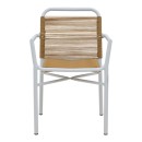 Πολυθρόνα αλουμινίου Clutch pakoworld στοιβαζόμενη λευκός σκελετός-φυσικό rattan 55x56x80εκ