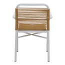 Πολυθρόνα αλουμινίου Clutch pakoworld στοιβαζόμενη λευκός σκελετός-φυσικό rattan 55x56x80εκ