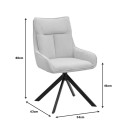 Πολυθρόνα Konelian pakoworld περιστρεφόμενη μπεζ ύφασμα με πόδι μετάλλου σε μαύρη απόχρωση 54x63x88εκ | Συσκευασία 2 τμχ