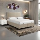 Κρεβάτι με αποθηκευτικό χώρο Lineo pakoworld μπουκλέ σε μπεζ απόχρωση 160x200εκ