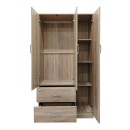 Ντουλάπα τρίφυλλη με 2 συρτάρια Lego pakoworld σε sonoma απόχρωση 90x42x180εκ