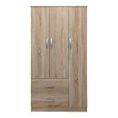 Ντουλάπα τρίφυλλη με 2 συρτάρια Lego pakoworld σε sonoma απόχρωση 90x42x180εκ