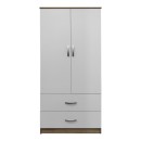 Ντουλάπα δίφυλλη με 2 συρτάρια Lego pakoworld σε sonoma-λευκή απόχρωση 80x42x180εκ