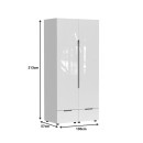 Ντουλάπα δίφυλλη Afina pakoworld mdf σε λευκή glossy απόχρωση 100x57x213εκ