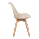 Τραπεζαρία Elijah-Gaston pakoworld σετ 3τεμ pp-pu σε taupe-λευκή απόχρωση με φυσικό πόδι Φ60x74εκ