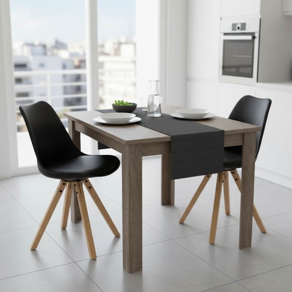 Τραπεζαρία Manka I-Caron pakoworld σετ 3τεμ σε sonoma truffle-μαύρη απόχρωση 80x80x77εκ