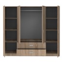 Ντουλάπα τετράφυλλη Royal pakoworld με συρτάρια sonoma 200x58x177εκ